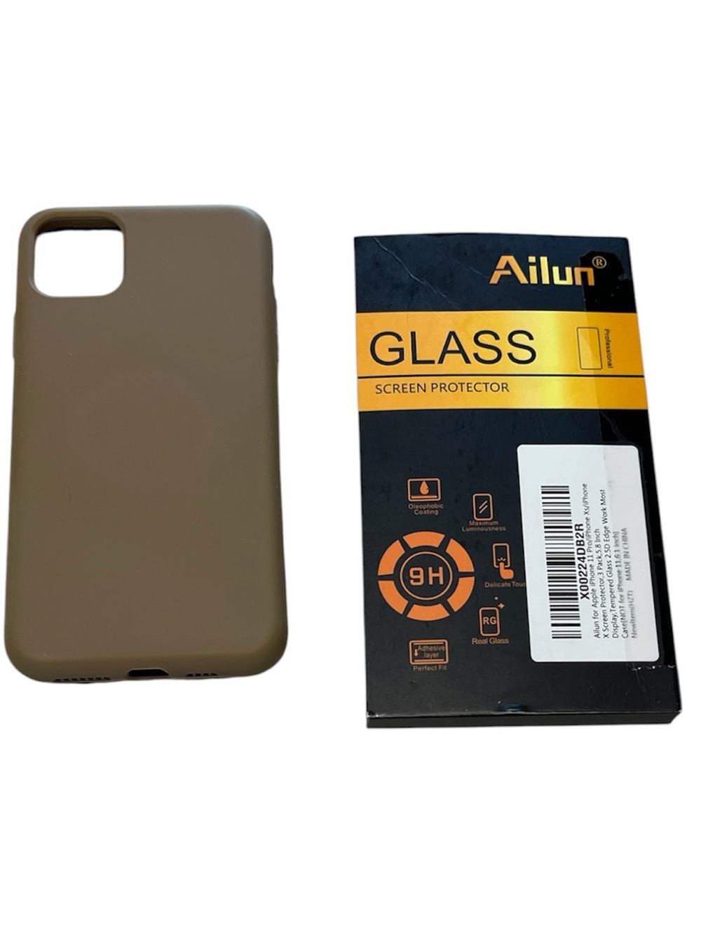 Ailun Glass Screen Protector with OTOFLY Mocha Silicone Phone Case for 11 PROMAX